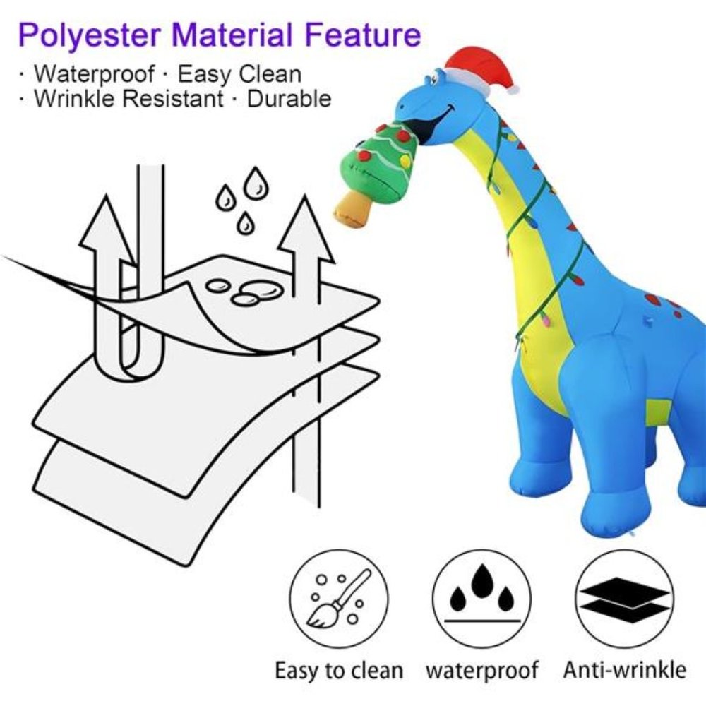 10ft Christmas Inflatable Decor Blow Up Dinosaur Christmas Tree - Picture 5 of 6